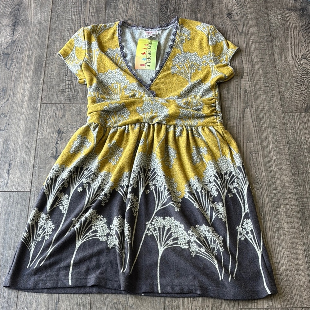 Funky People Gray Lace Trim Top